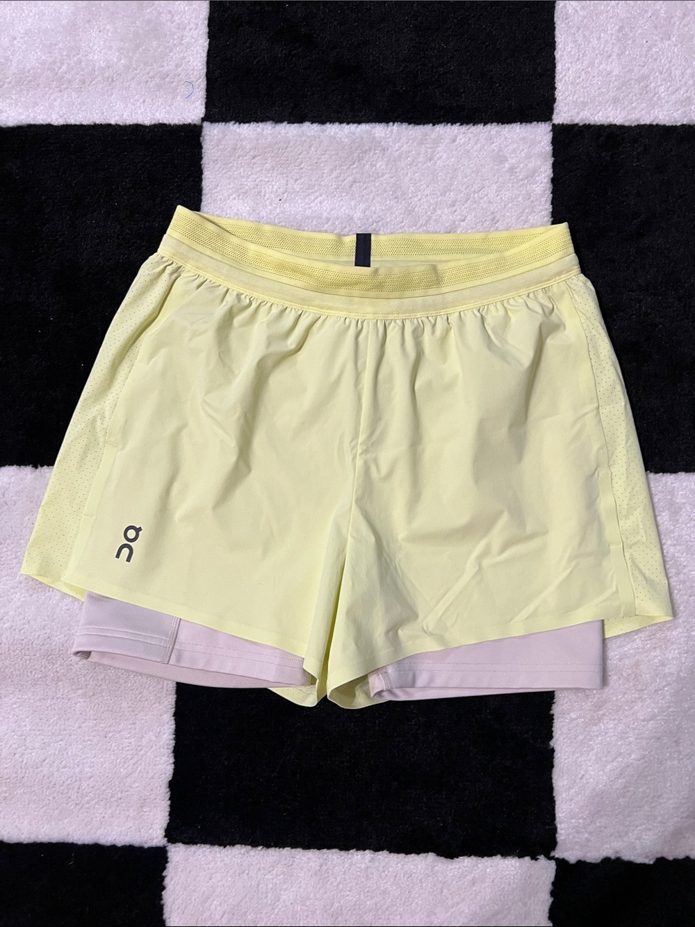 On Running Lightweight Women's Two-in-On Runninge Running Shorts in Pale Yellow